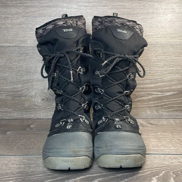 Teva Jordanelle Thinsulate -25f Waterproof Black Gray Women’s Sz 7 Winter Boots - Picture 2 of 11